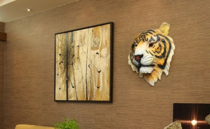 Tete d'animaux Tiger Head Statue Room Home Decor Decoration Accessories Animal Hanging Wall Mural Pendant Bar Living Room Escultura Sculpture | Designix - 0    - https://designix.fr/