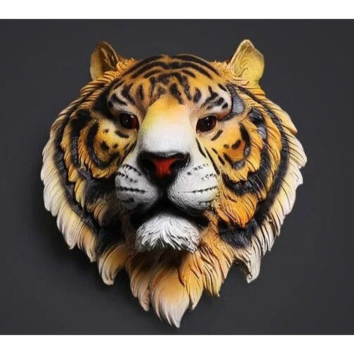 Tete d'animaux Tiger Head Statue Room Home Decor Decoration Accessories Animal Hanging Wall Mural Pendant Bar Living Room Escultura Sculpture | Designix - 0    - https://designix.fr/