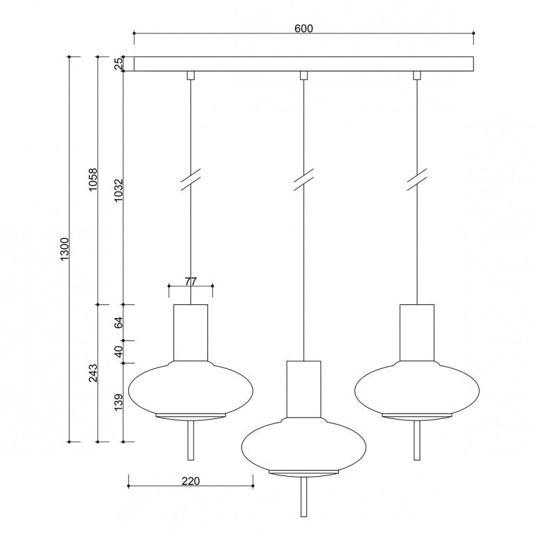 Suspension luminaire TORNI A 3L