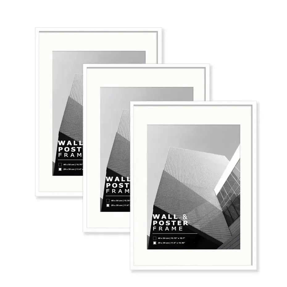 Trio Cadres Photo Plexiglas et Métal | Élégance - Designix Cadres Tableaux Blanc 15x20cm