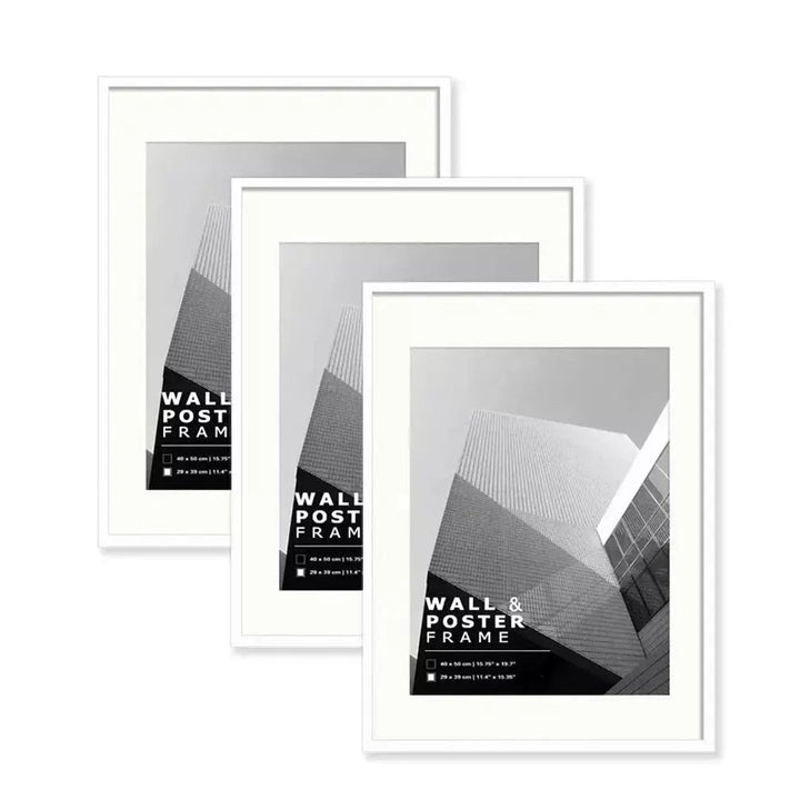 Trio Cadres Photo Plexiglas et Métal | Élégance - Designix Cadres Tableaux Blanc 15x20cm