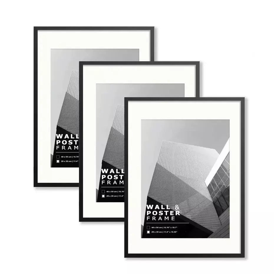 Trio Cadres Photo Plexiglas et Métal | Élégance - Designix Cadres Tableaux Noir 15x20cm