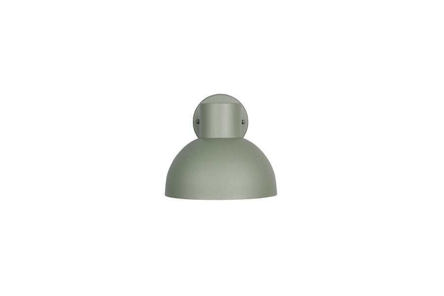Profil arrière du luminaire avec platine ronde de fixation murale et vis apparentes