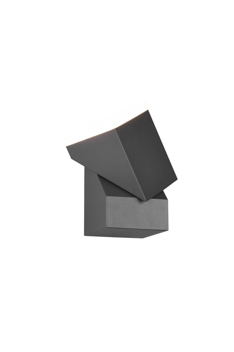 Vue de profil de l'applique murale anthracite, capot supérieur incliné et diffuseur lumineux.