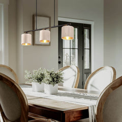 Suspension Julieta 3 lumières beige, tissu