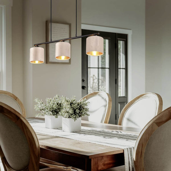 Suspension Julieta 3 lumières beige, tissu