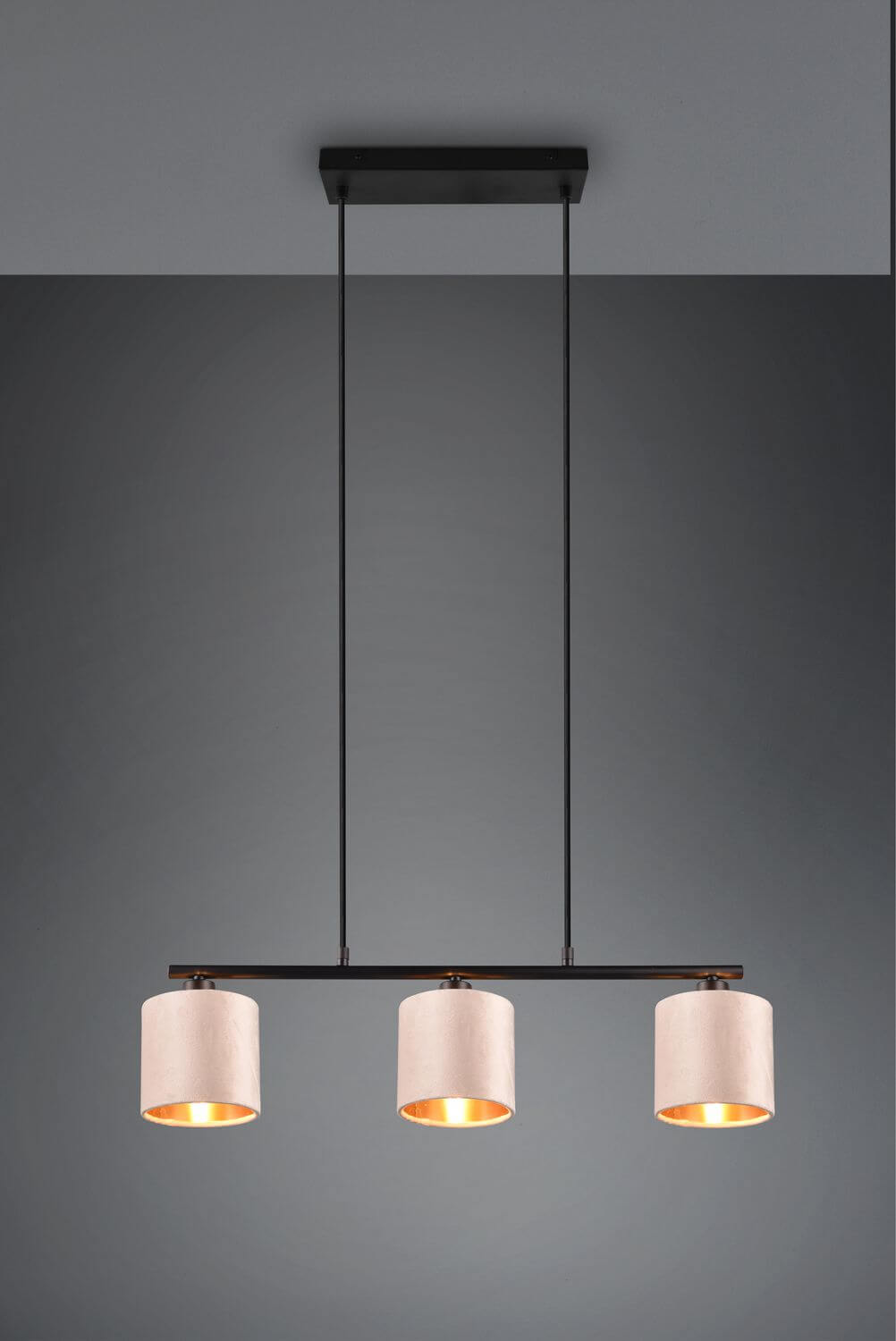 Suspension Julieta 3 lumières beige, tissu