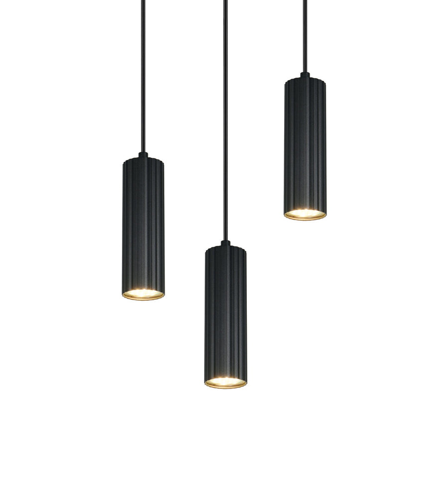 Suspension Soka 3 lumières noire mat