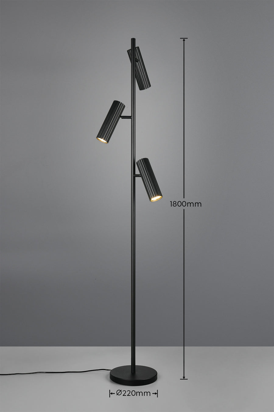 Lampadaire Soka 3 lumières noir mat