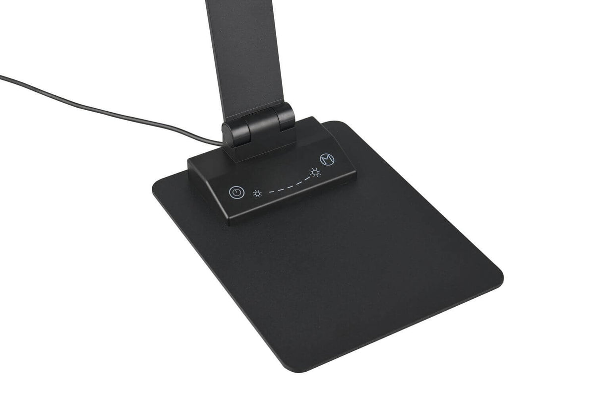 Gros plan de la base carrée noire montrant les touches tactiles et le curseur