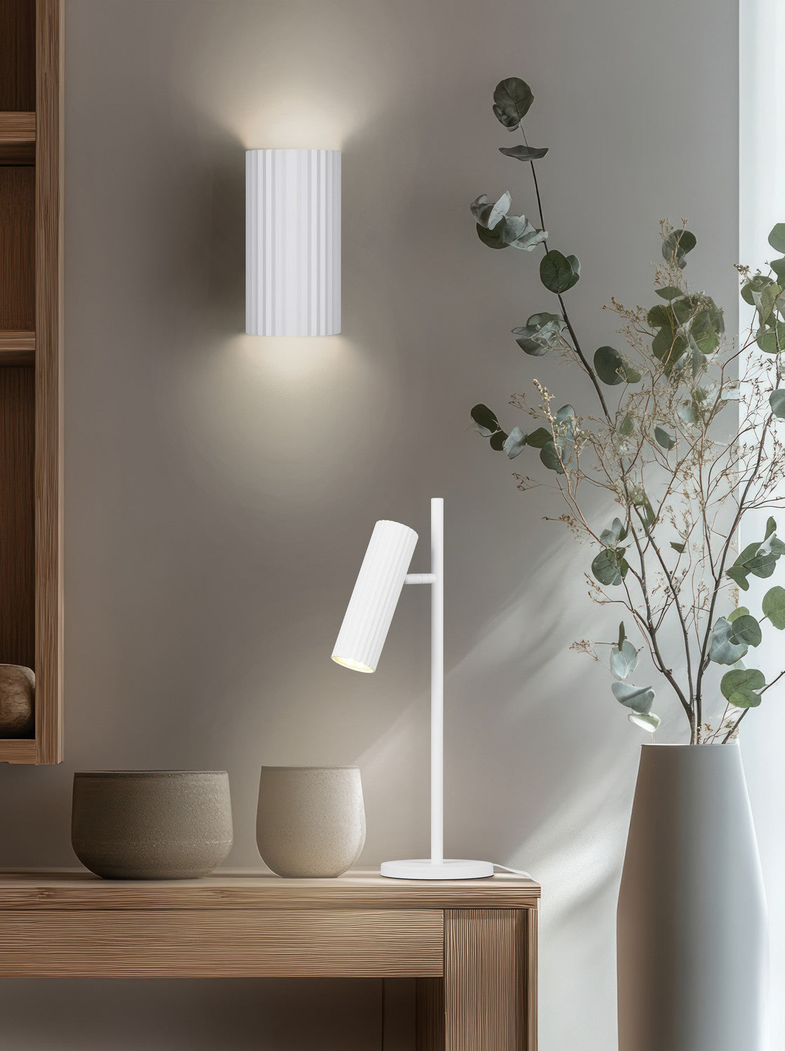 Lampe à poser Soka blanche mat