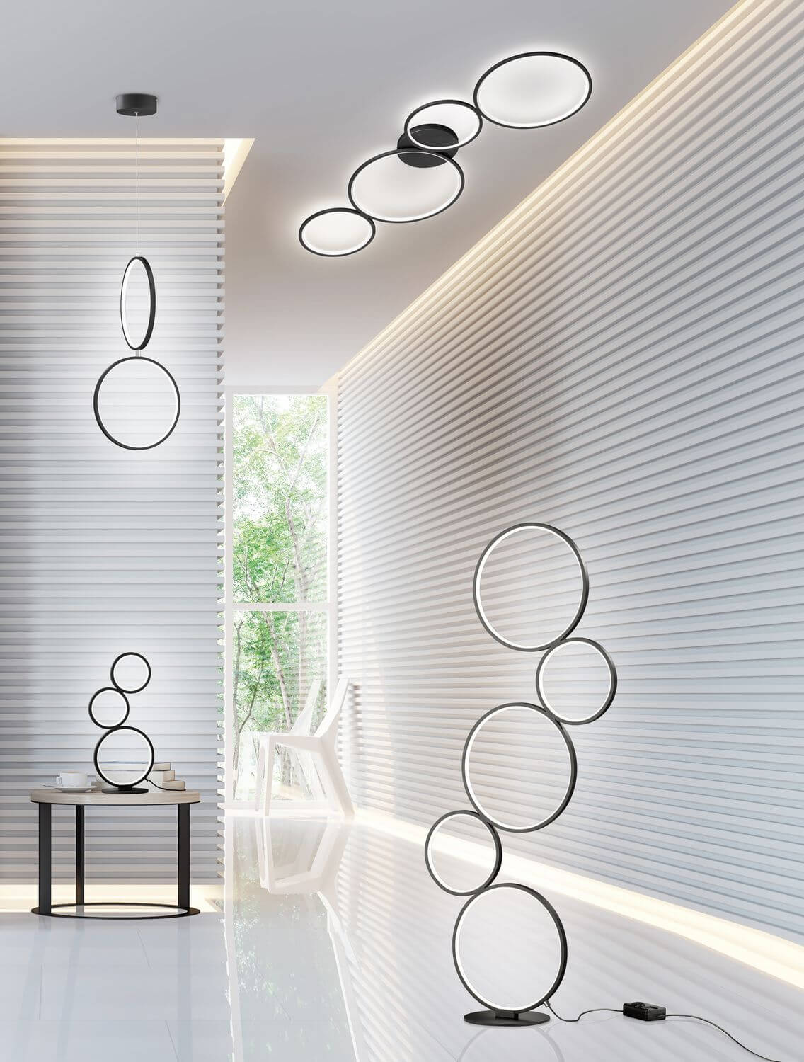 Plafonnier Rondo noir mat, L 97 cm