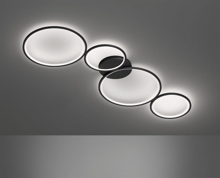 Plafonnier Rondo noir mat, L 97 cm