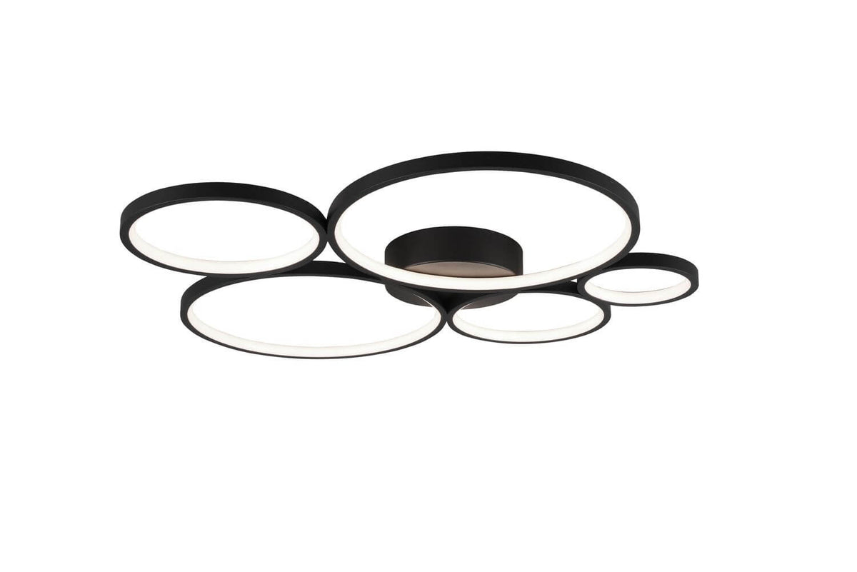 Plafonnier Rondo noir mat, L 59 cm