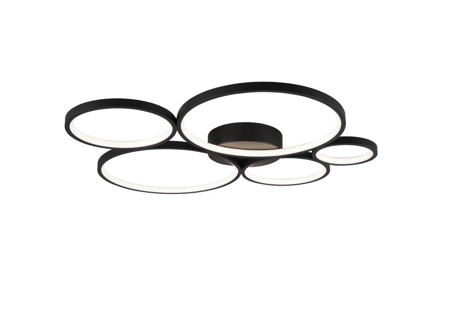 Plafonnier Rondo noir mat, L 59 cm