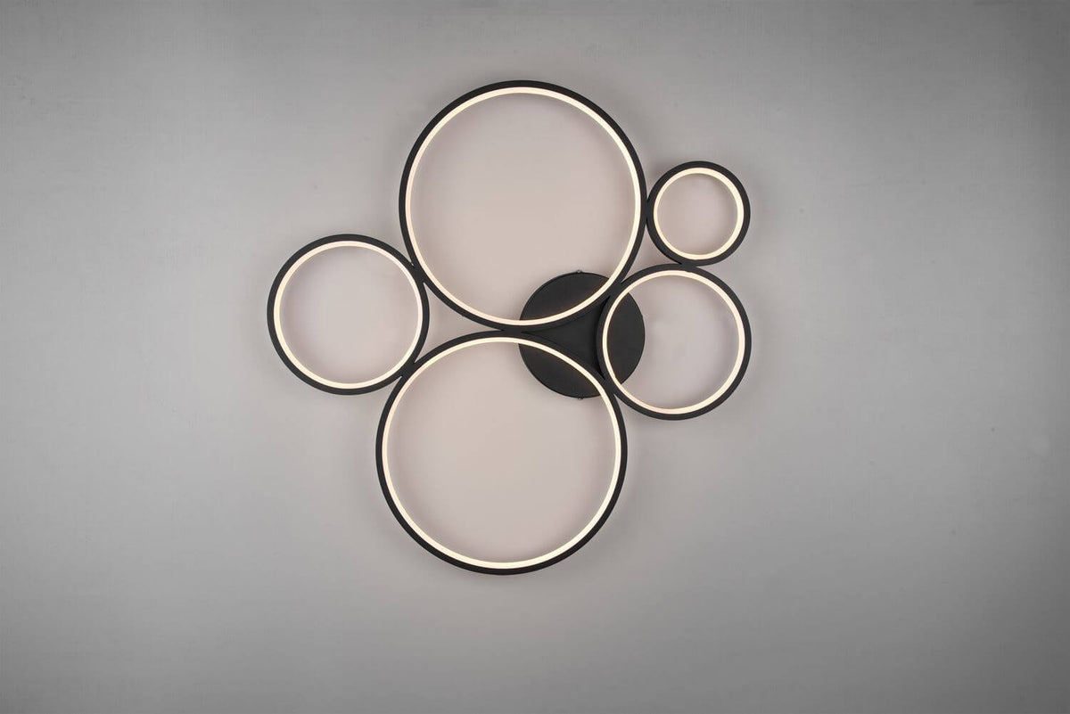 Plafonnier Rondo noir mat, L 59 cm