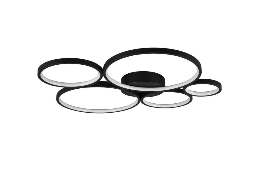 Plafonnier Rondo noir mat, L 59 cm