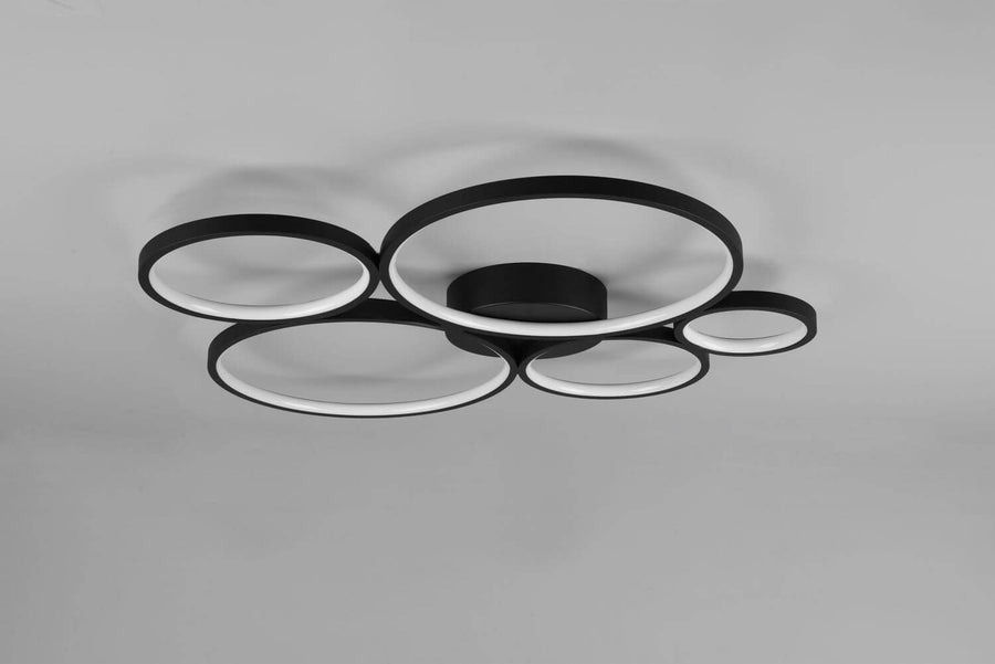 Plafonnier Rondo noir mat, L 59 cm