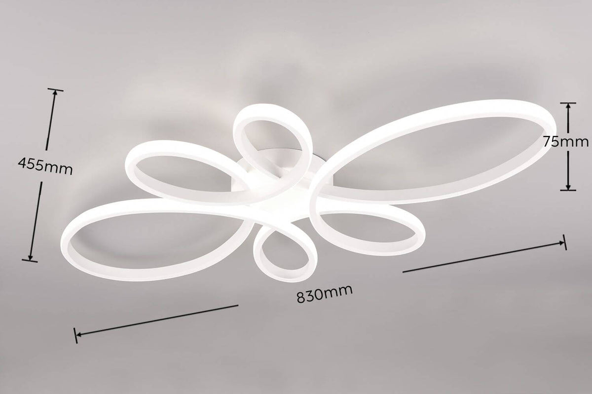 Plafonnier Fly blanc mat, L 83 cm