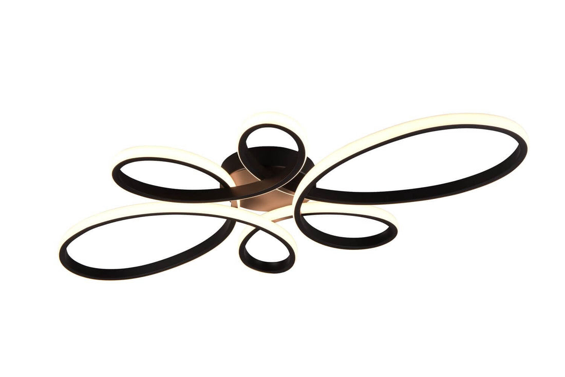 Plafonnier Fly noir mat, L 83 cm