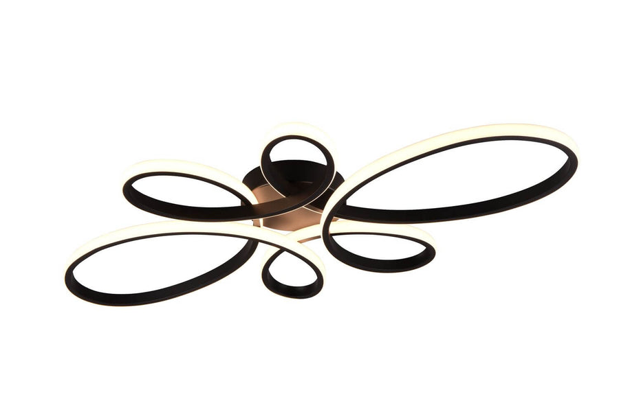 Plafonnier Fly noir mat, L 83 cm