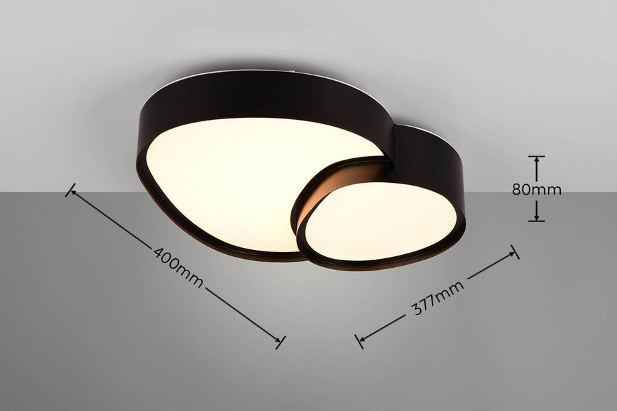 Plafonnier Rise noir mat, L 43,5 cm