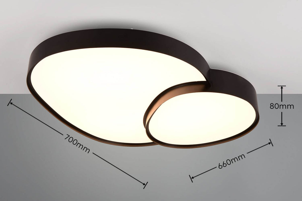 Plafonnier Rise noir mat, L 77 cm