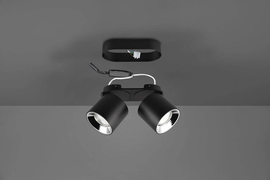 Plafonnier Guayana 2 lumières noir mat