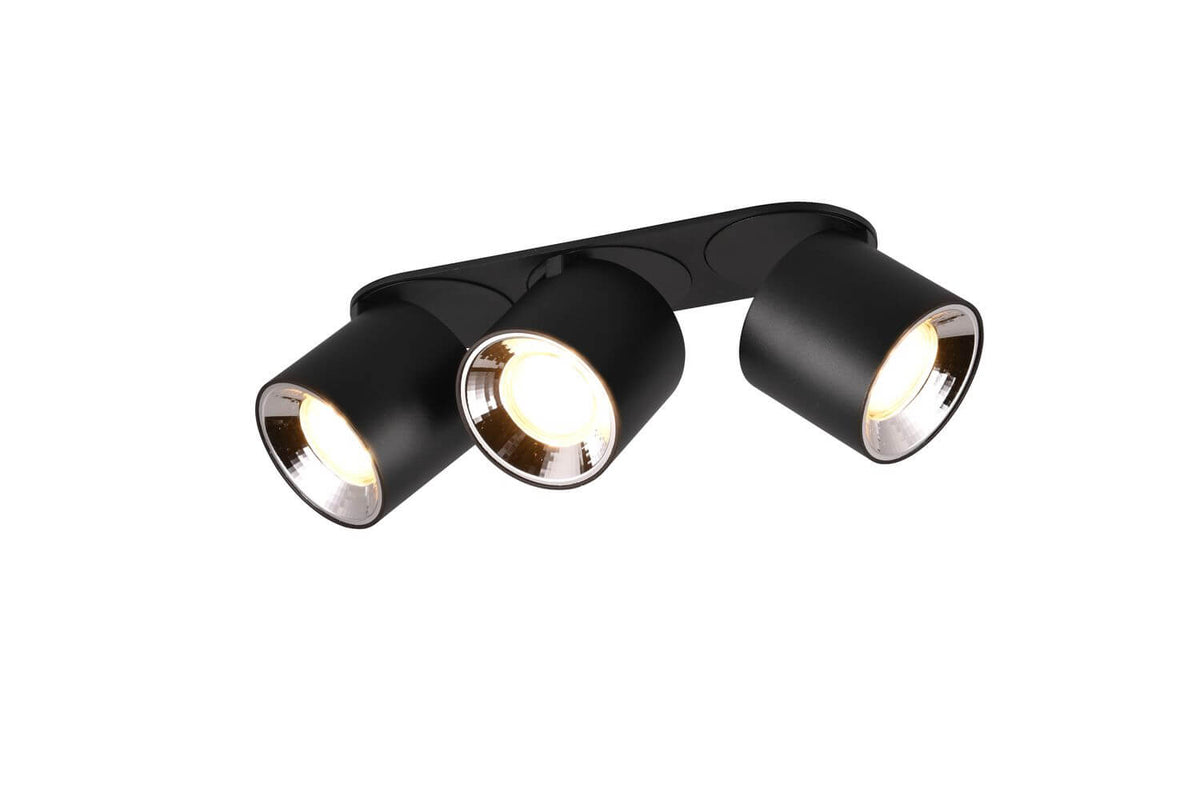 Plafonnier Guayana 3 lumières noir mat