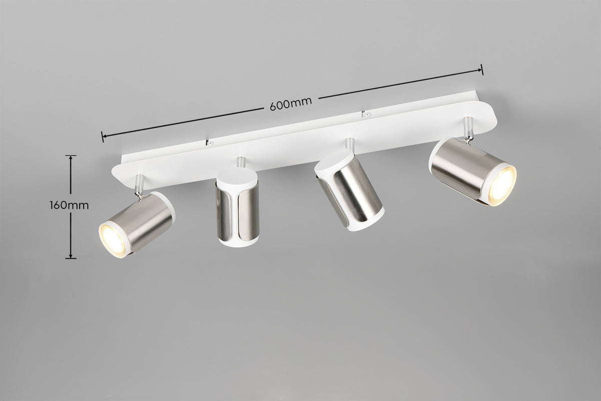 Schéma coté du luminaire : longueur six cents millimètres et hauteur cent soixante millimètres.