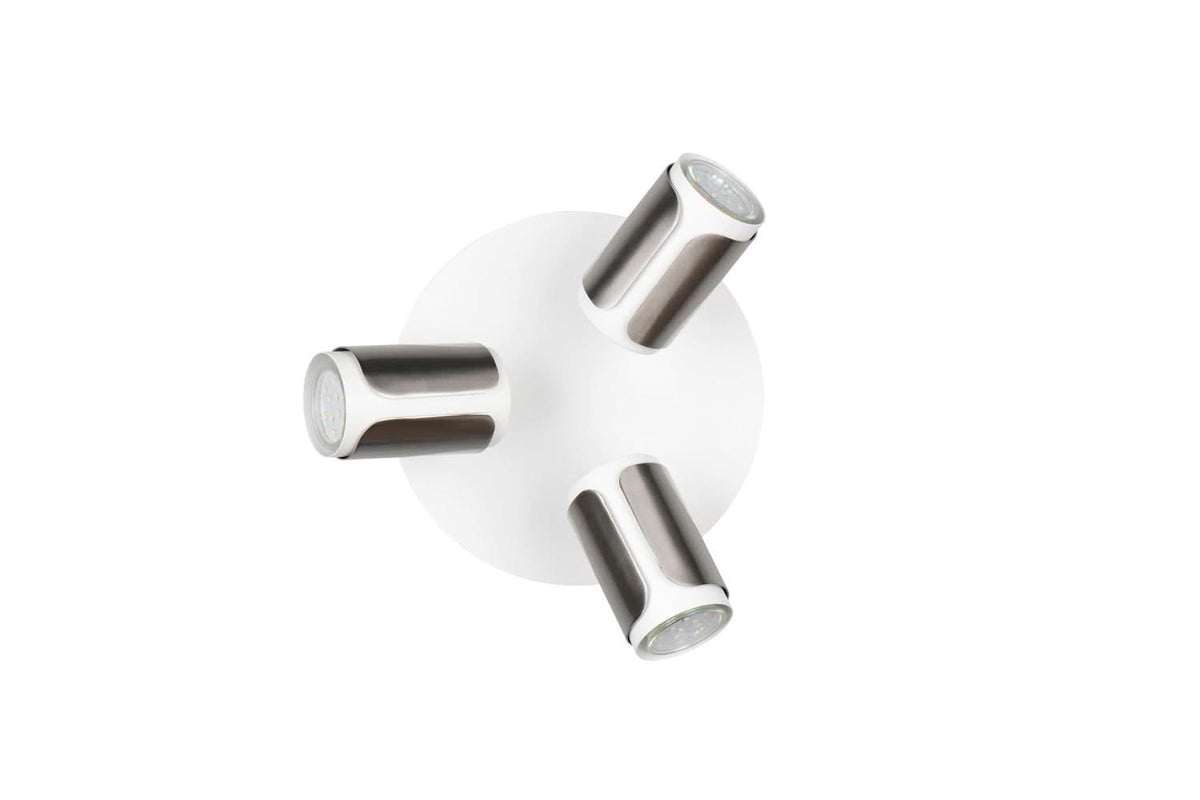 Vue du dessus montrant l'implantation circulaire des trois projecteurs sur la platine.