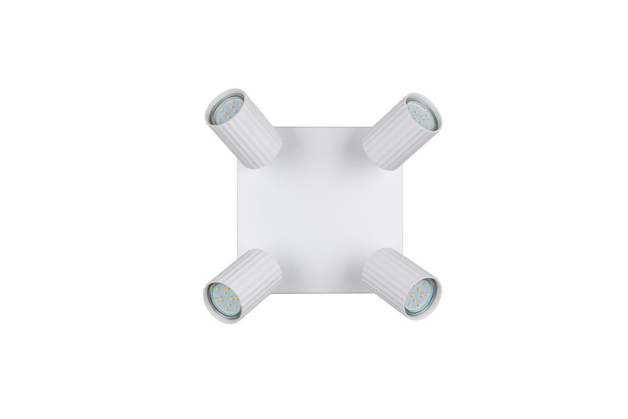Vue du dessus montrant les quatre modules LED apparents dans les têtes cylindriques