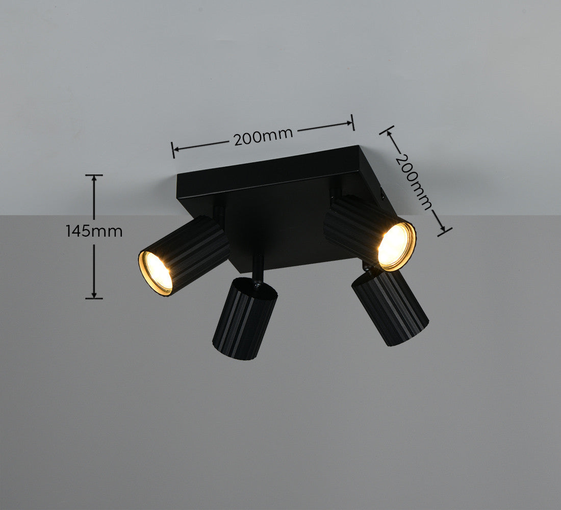 Schéma coté du luminaire avec dimensions 200 mm par 200 mm et hauteur 145 mm.