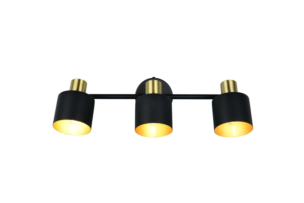 Spot Eva 3 lumières noir et doré