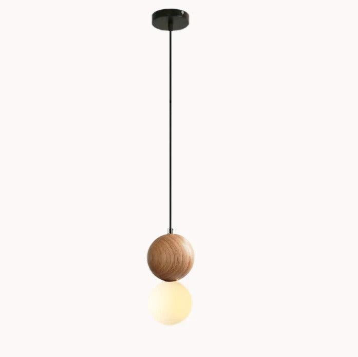 Pendentif Bois Verre Ciment | Ulmo | Designix - Suspension luminaire Bois et Verre Blanc Chaud  - https://designix.fr