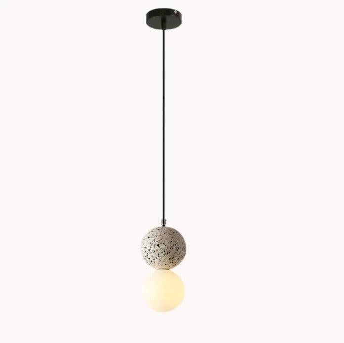 Pendentif Bois Verre Ciment | Ulmo | Designix - Suspension luminaire Blanc Blanc Chaud  - https://designix.fr