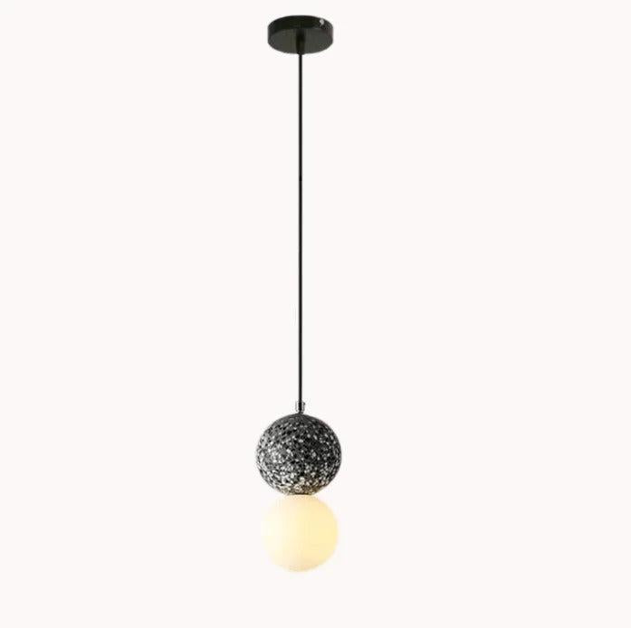 Pendentif Bois Verre Ciment | Ulmo | Designix - Suspension luminaire Gris Blanc Chaud  - https://designix.fr