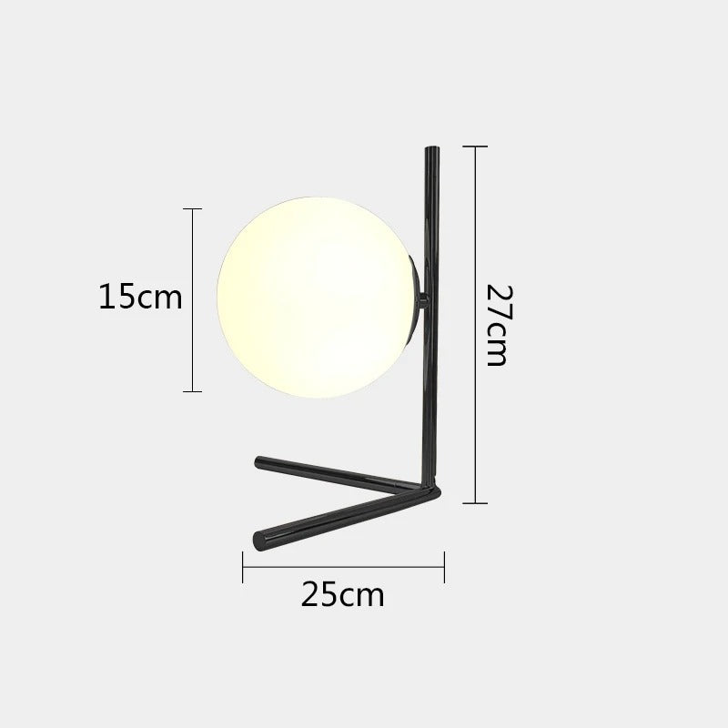 Lampe Boule sur Pied | Éclat Sphérique | Designix - Lampe de chevet Petite | Noir Blanc Chaud  - https://designix.fr/