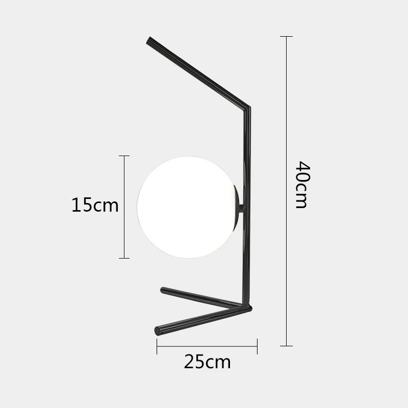 Lampe Boule sur Pied | Éclat Sphérique | Designix - Lampe de chevet Moyenne | Noir Blanc Chaud  - https://designix.fr/