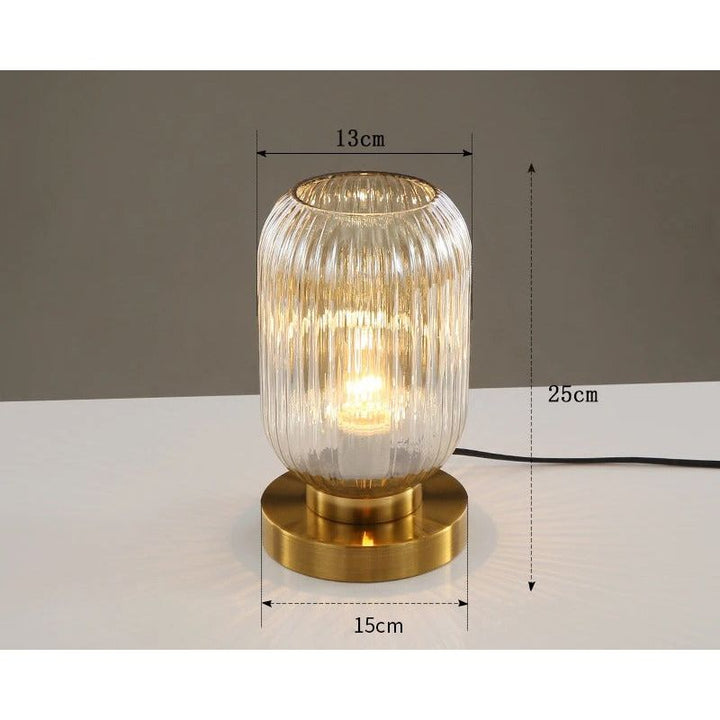 Lampe à Poser en Verre | Lueur Ciselée | Designix - Lampe de chevet Ambre | 13cm   - https://designix.fr/