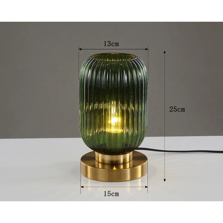 Lampe à Poser en Verre | Lueur Ciselée | Designix - Lampe de chevet Vert | 13cm   - https://designix.fr/