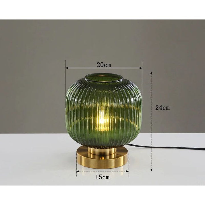 Lampe à Poser en Verre | Lueur Ciselée | Designix - Lampe de chevet Vert | 20cm   - https://designix.fr/