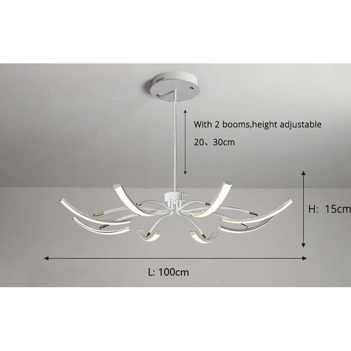 Grand Plafonnier LED | Lumière Zenith | Designix - Lustre 8 Bras | 100x15 cm Blanc  - https://designix.fr/