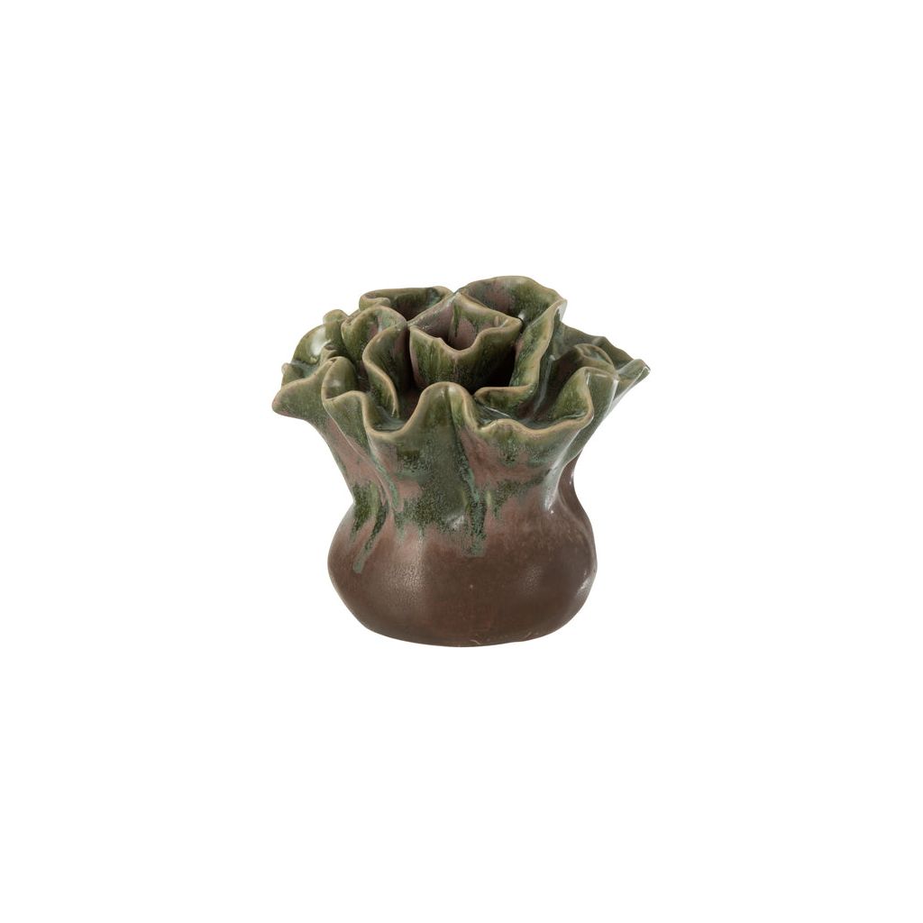 Vase Rose Long en Céramique Vert/Marron Petit | Designix -     - https://designix.fr