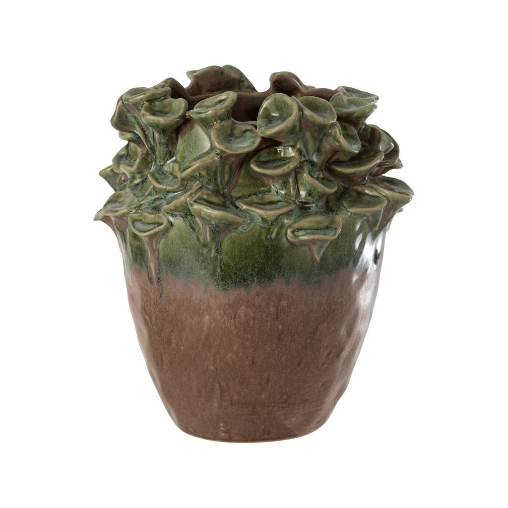 Vase en céramique ronde vert/marron grand. | Designix -     - https://designix.fr