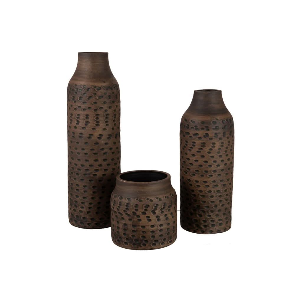 Vase Céramique Marron Noir Grand
