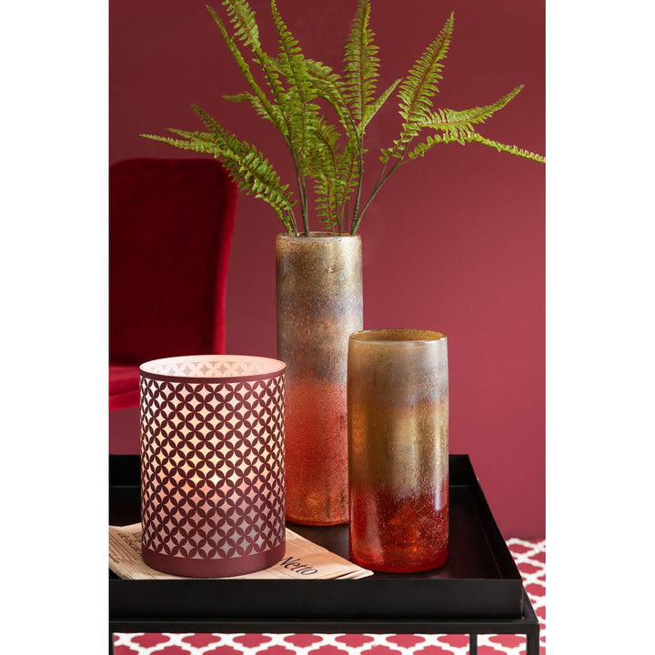 Vase cylindre en verre bordeaux/ocre | Designix -     - https://designix.fr