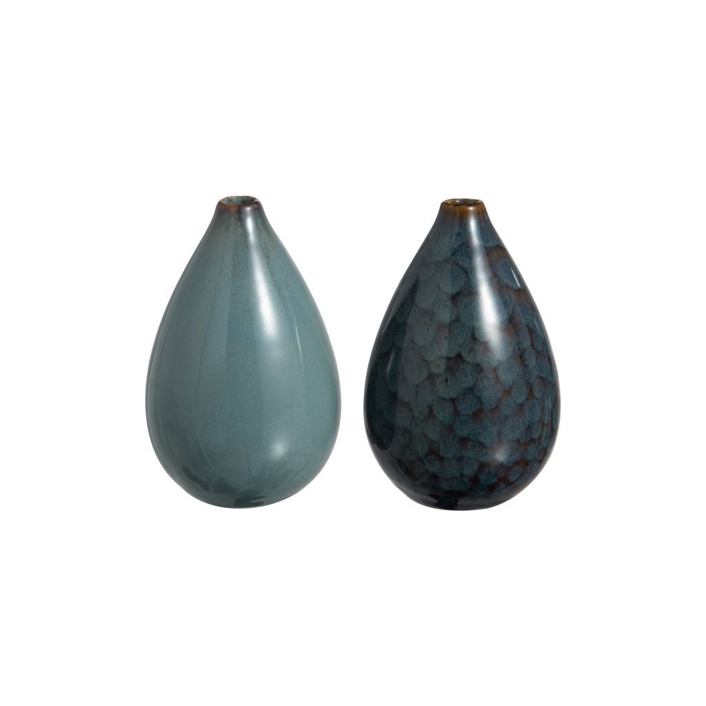 Vase en céramique bleue en denim petit assortiment de 2 | Designix -     - https://designix.fr