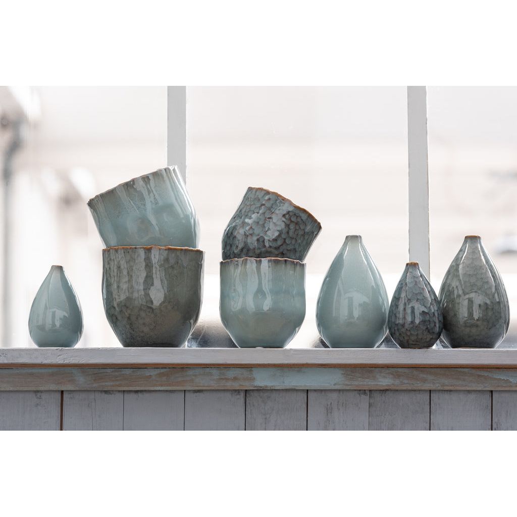 Vase en céramique bleue en denim petit assortiment de 2 | Designix -     - https://designix.fr