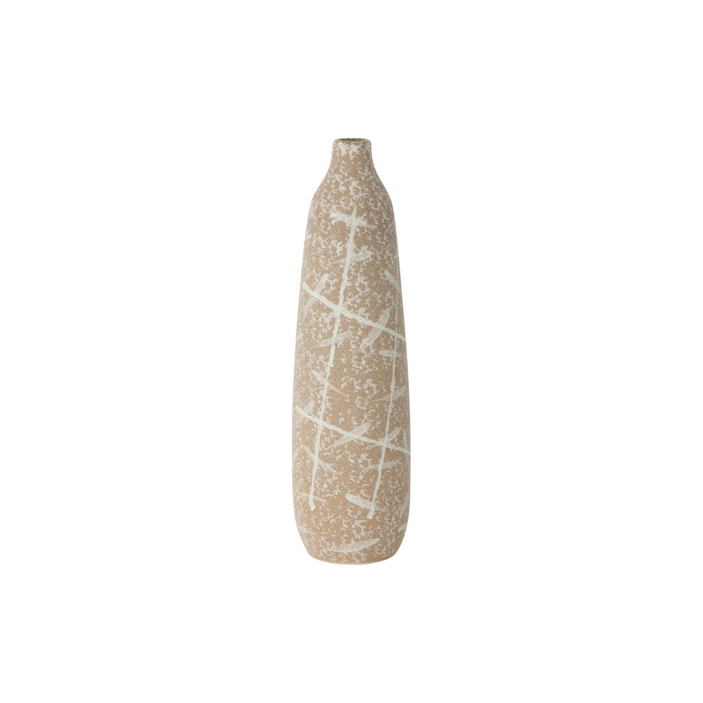 Vase en grès étroit beige/blanc petit | Designix -     - https://designix.fr